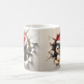 Christmas Penguin Breaking Through - Schattigee 3D Koffiemok (Center)
