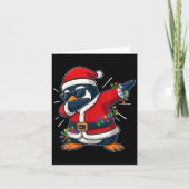 Christmas Penguin Dabbing Lights Santa Xmas voor m Kaart (Voorkant)