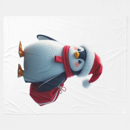 Christmas penguin fleece deken (Voorkant (Horizontaal))