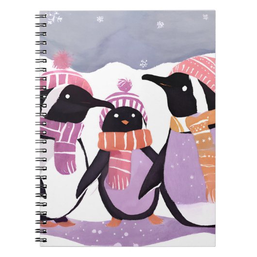 Christmas Penguin Friends | Winter Watercolor Notitieboek (Voorkant)