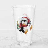 Christmas Penguin Funny Glass Glas (Achterkant)