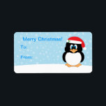 Christmas Penguin Gift Label Labels<br><div class="desc">Verhelder uw vakantiepakketten met cadeau label labels met een schattige kerst pinguïn met een sinterklaas pet. Kerstman Penguin © Penny Westbrook</div>