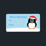 Christmas Penguin Gift Label Labels<br><div class="desc">Verhelder uw vakantiepakketten met cadeau label labels met een schattige kerst pinguïn met een sinterklaas pet. Kerstman Penguin © Penny Westbrook</div>