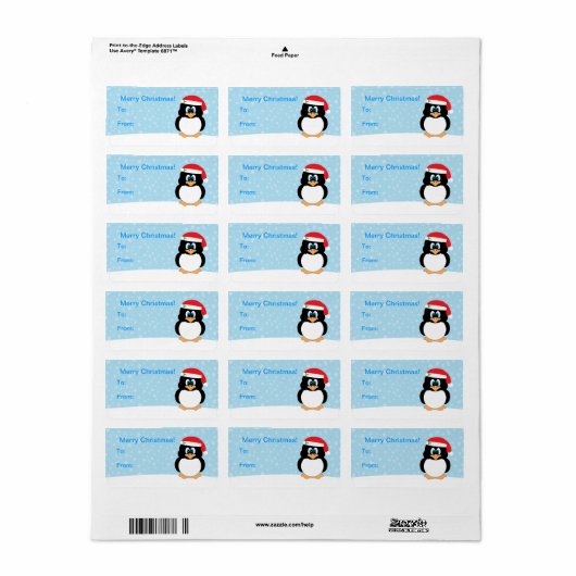Christmas Penguin Gift Label Labels (Full Sheet)