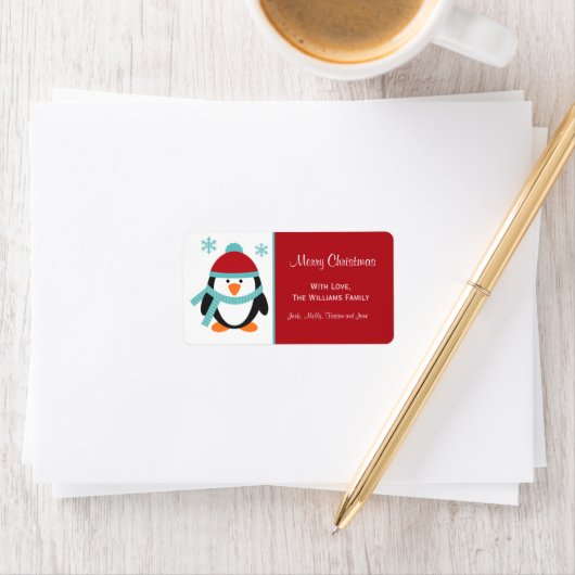 Christmas Penguin Gift Label Labels (Insitu)