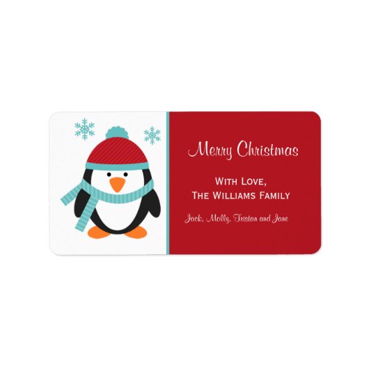 Christmas Penguin Gift Label Labels (Voorkant)