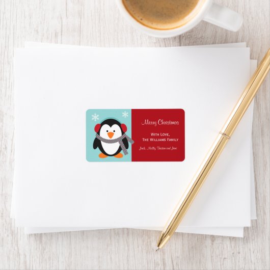 Christmas Penguin Gift Label Labels (Insitu)