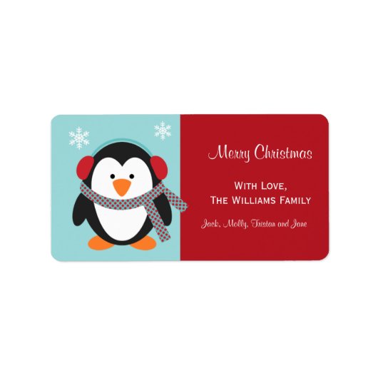 Christmas Penguin Gift Label Labels (Voorkant)