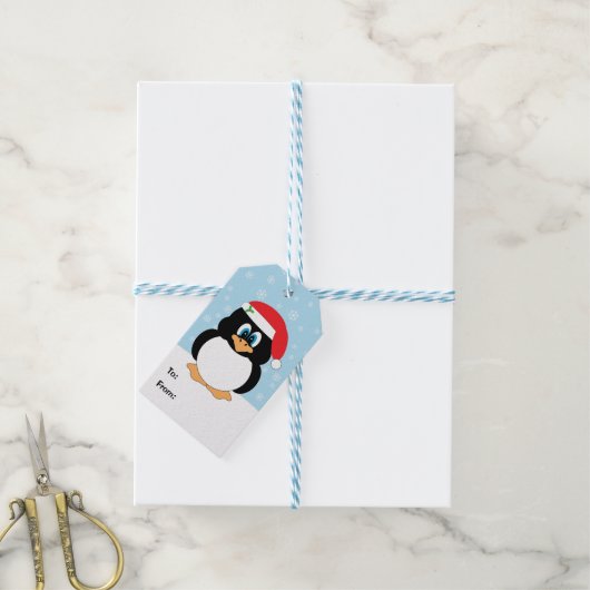Christmas Penguin Gift Labels Cadeaulabel (Met Touw)
