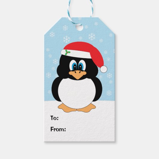 Christmas Penguin Gift Labels Cadeaulabel (Voorkant)