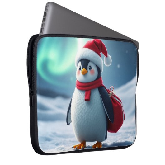Christmas penguin laptop sleeve (Voorkant Rechts)