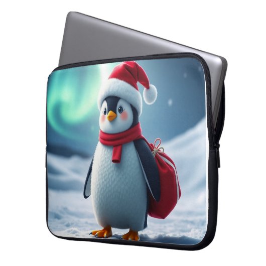 Christmas penguin laptop sleeve (Voorkant Links)