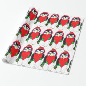 CHRISTMAS PENGUIN LOVE wrappapier Cadeaupapier (Uitgerold)