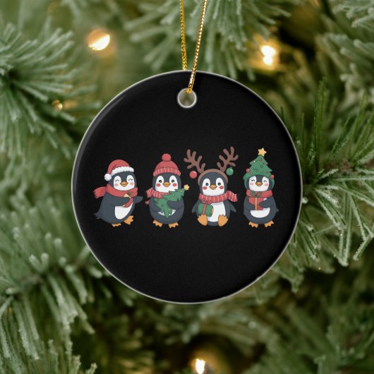 Christmas Penguin Lover Cute Animals Family Xmas Keramisch Ornament (Boom)