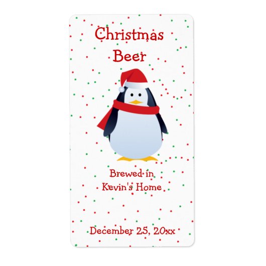 Christmas Penguin Mini Bier Label (Voorkant)