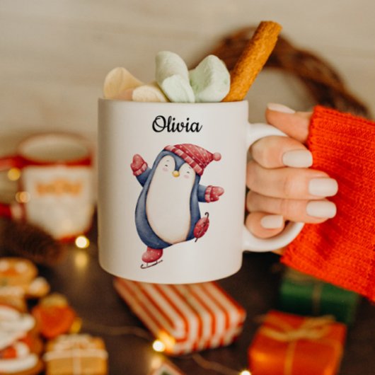 Christmas Penguin Mug with Custom Text Koffiemok