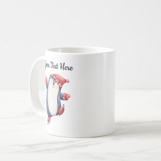 Christmas Penguin Mug with Custom Text Koffiemok (Voorkant links)