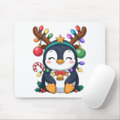 Christmas Penguin Reindeer Lights Holiday Animal K Muismat (Met muis)