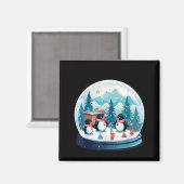 Christmas Penguin Snow Globe Scene Family Holiday Magneet (Voorkant / Achterkant)