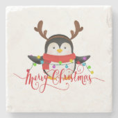 Christmas penguin   stenen onderzetter (Voorkant)