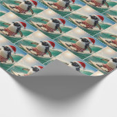 Christmas Penguin Surfing On an Ocean Wave Cadeaupapier (Hoek)