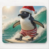 Christmas Penguin Surfing On an Ocean Wave Muismat (Voorkant)