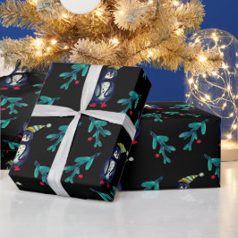 Christmas Penguin Waterverf Art Wrapping Paper Cadeaupapier