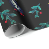 Christmas Penguin Waterverf Art Wrapping Paper Cadeaupapier (Rol Hoek)