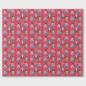 Christmas Penguins Crew Red Holiday Wrapping Paper Cadeaupapier (Vlak)