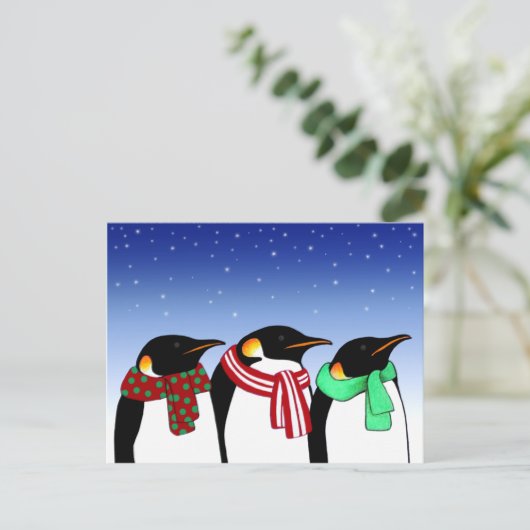 Christmas Penguins Holiday Post Card Feestdagenkaart (Staand voorkant)