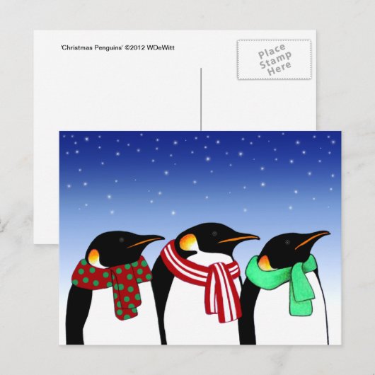 Christmas Penguins Holiday Post Card Feestdagenkaart (Voorkant / Achterkant)