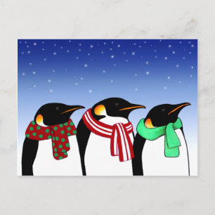 Christmas Penguins Holiday Post Card Feestdagenkaart