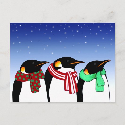 Christmas Penguins Holiday Post Card Feestdagenkaart (Voorkant)