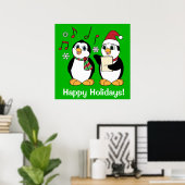 Christmas Penguins Singing Poster (Thuiskantoor)