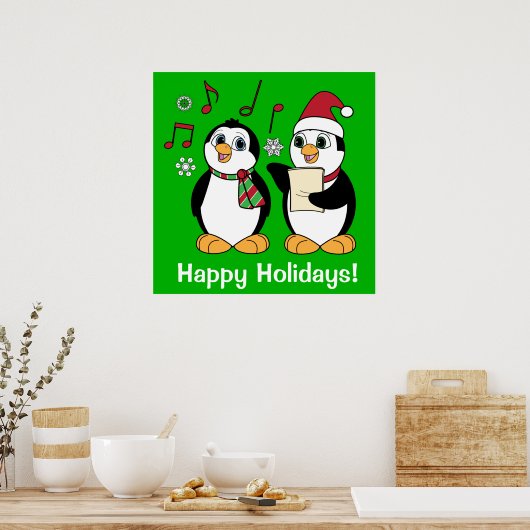 Christmas Penguins Singing Poster (Keuken)