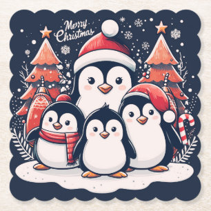 Christmas Penguin's van Rp Kartonnen Onderzetters