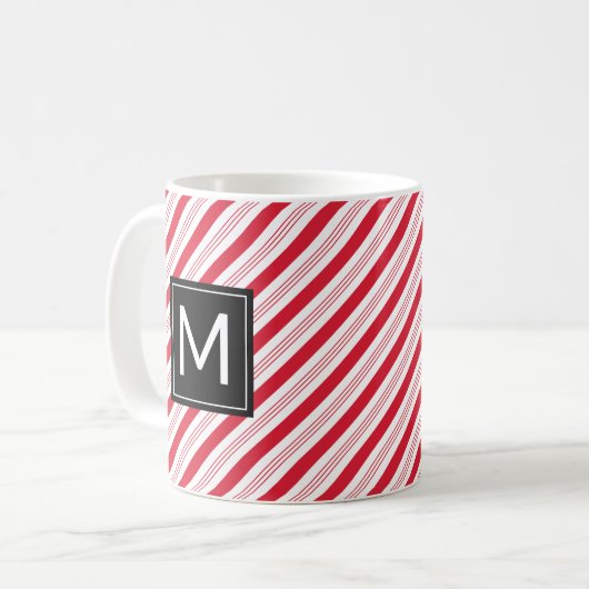 Christmas Peppermint Candy Cane Red Stripes Mok (Voorkant links)