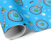Christmas Peppermint Candy Cycling Bike Snowflakes Cadeaupapier (Rol Hoek)