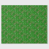 Christmas Peppermint Cycling Bike Snowflakes Green Cadeaupapier (Vlak)