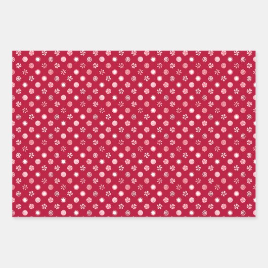 Christmas Peppermint Snoep Cats Set van Drie Inpakpapier Vel (Voorkant 3)