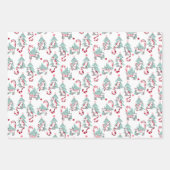 Christmas Peppermint Snoep Cats Set van Drie Inpakpapier Vel (Voorkant)