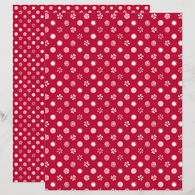 Christmas Peppermint Snoep Scrapbook Paper (Voorkant / Achterkant)