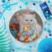 Christmas Persian Cat Tangled in Holiday Lights Papieren Bordje (Feest)