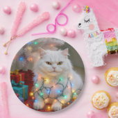 Christmas Persian Cat Tangled in Holiday Lights Papieren Bordje (Feest)