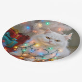 Christmas Persian Cat Tangled in Holiday Lights Papieren Bordje (Gekanteld)