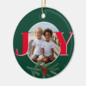 Christmas personalize JOY Holly photo template Keramisch Ornament (Links)
