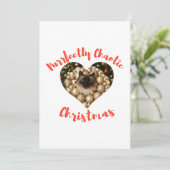 Christmas Personalized Cat Heart Photo Frame Feestdagenkaart (Staand voorkant)