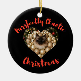 Christmas Personalized Cat Heart Photo Frame Keramisch Ornament
