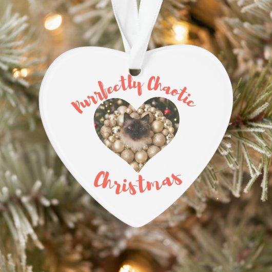 Christmas Personalized Cat Heart Photo Frame Ornament (Boom)