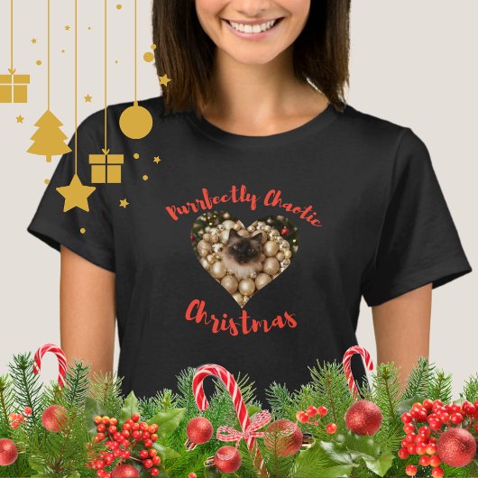 Christmas Personalized Cat Heart Photo Frame T-shirt